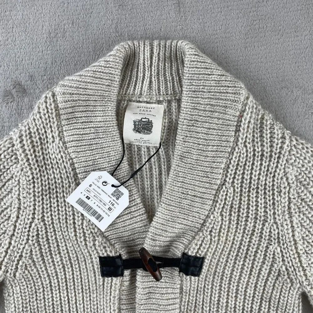 ZARA Knitwear Cardigan Kids Boy 6 Years Natural Wool Blend Sweater Toggle Button